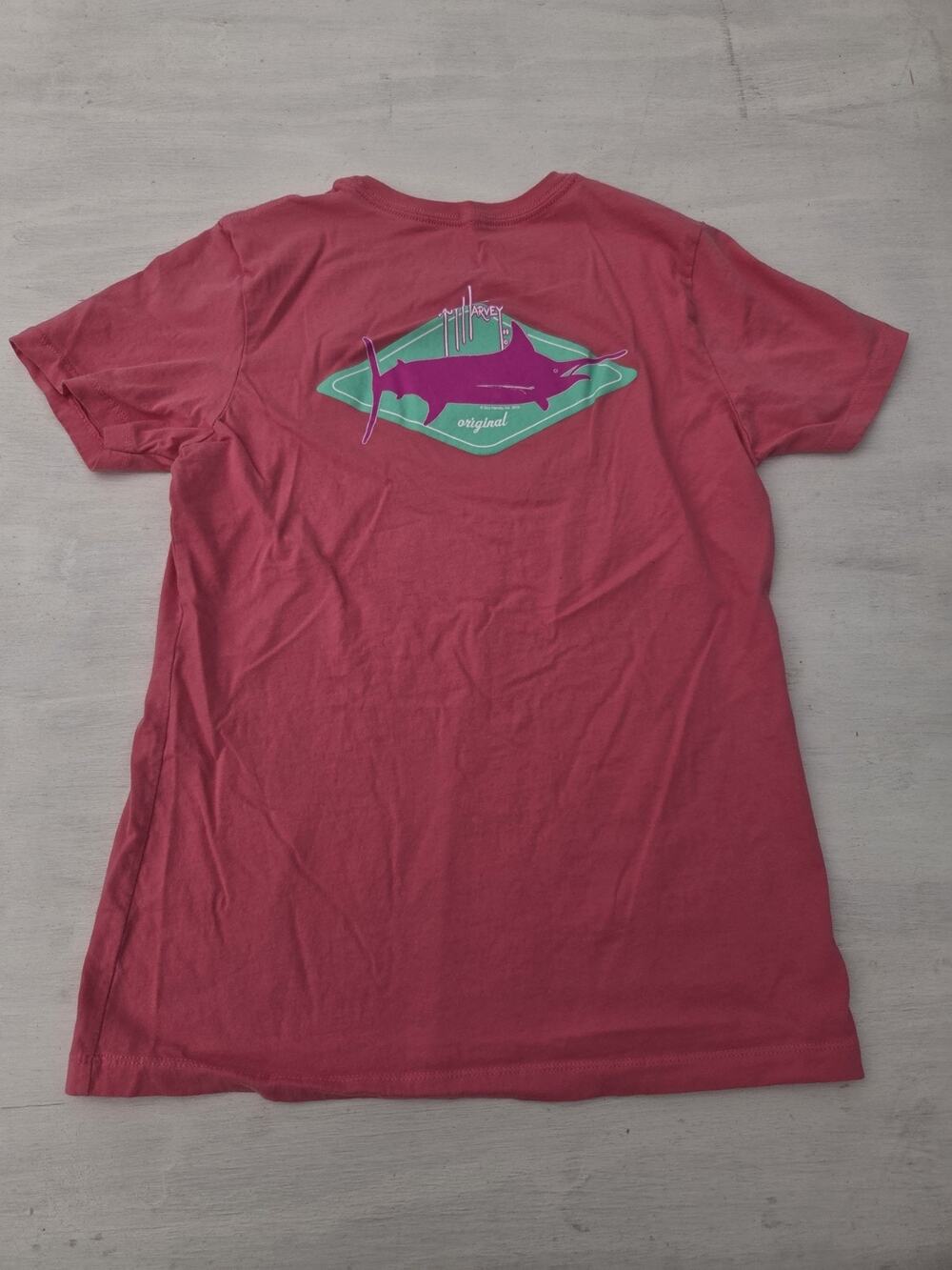 Guy Harvey T-Shirt Women's Size L Light Pink Graphic Marlin Fish Short Sleeve